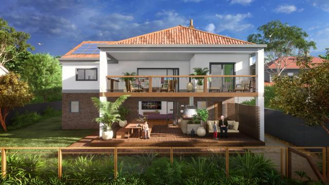 Backyard lakehouse view